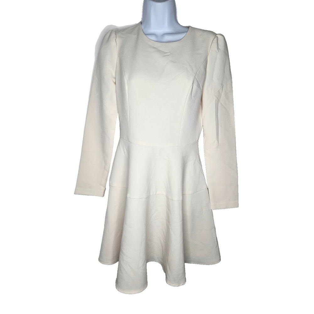 Gal Meets Glam Fit Flare Dress Ivory Long Sleeve Skater Mini 2